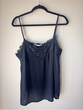 Abercrombie & Fitch Black Lace-Trim Silk-Look Camisole